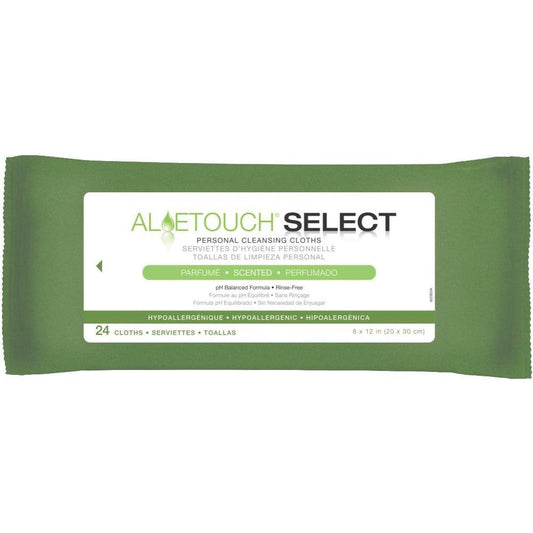 Medline AloeTouch Select Personal Cleansing Cloth Wipes front packaging
