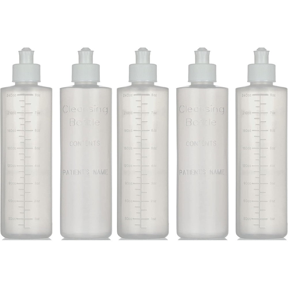 Easy Glide Lavette Perineal Cleansing Irrigation Bottles front view showing the five pack set for postpartum care.