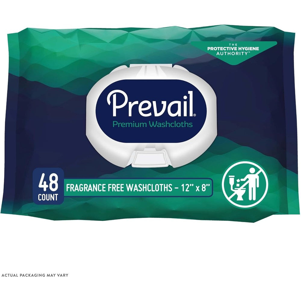 Prevail Fragrance Free Adult Washcloths front view pack