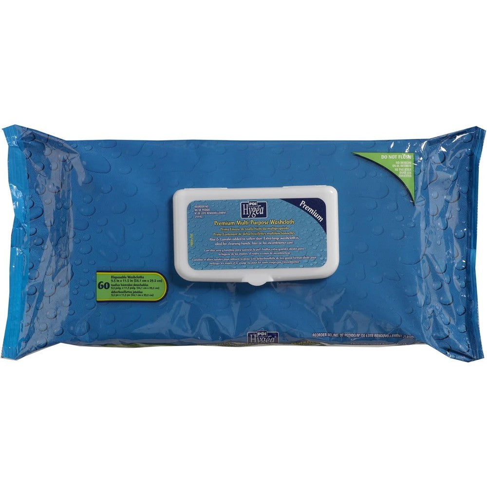 PDI Hygea Premium Multi-Purpose Washcloths 60 Count Pack With Aloe Vera And Vitamin E For Sensitive Skin - Image 1