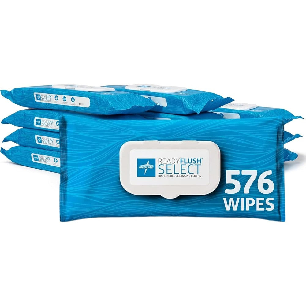 Medline ReadyFlush SELECT flushable wipes front packaging view