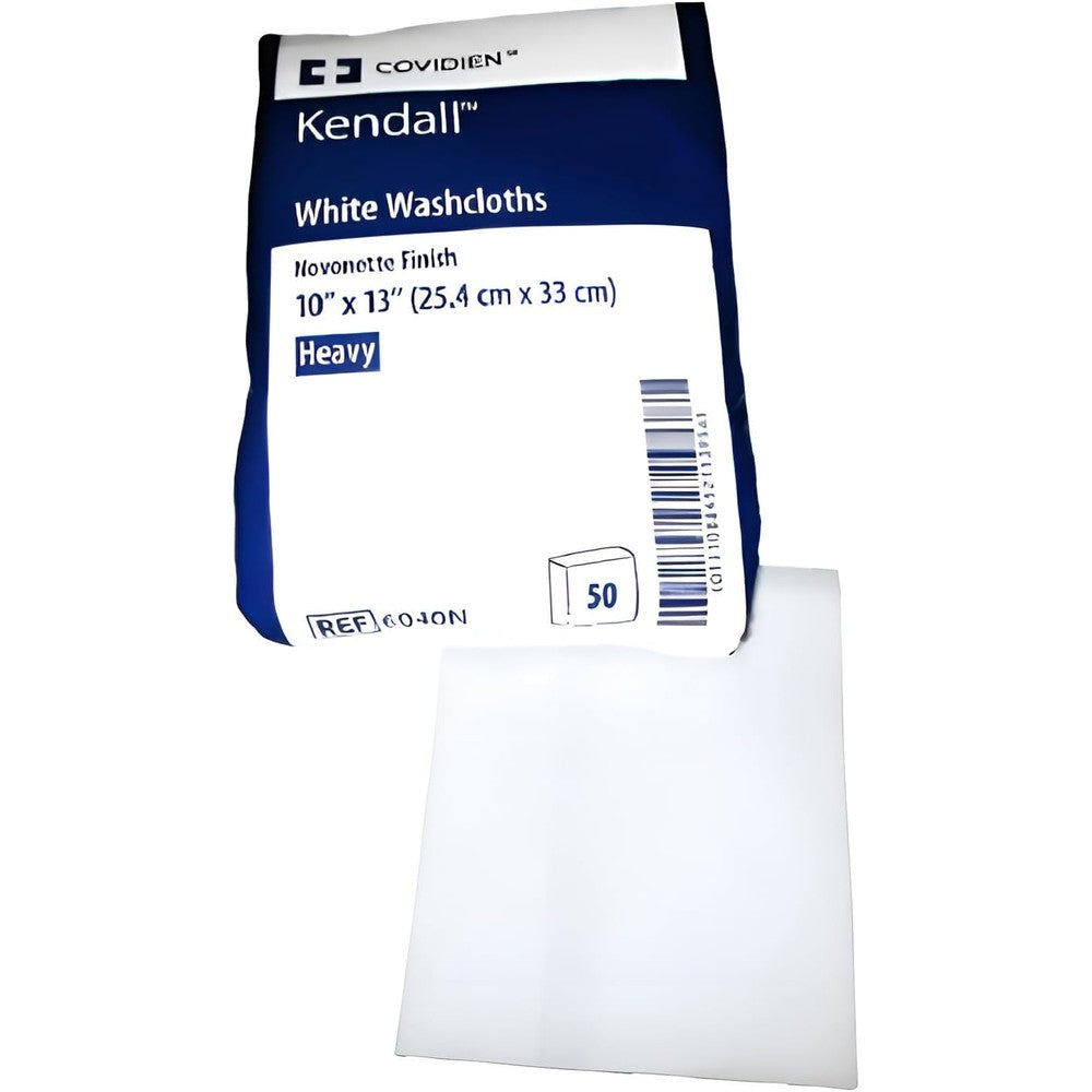 Covidien Kendall washcloth pack of 50 white disposable heavy-absorbency wipes