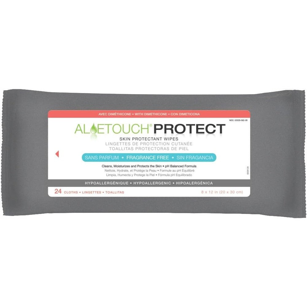 Medline Aloetouch Protect Dimethicone Skin Protectant Wipes 24 count pack front view