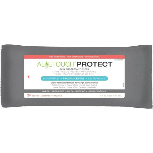 Medline Aloetouch Protect Dimethicone Skin Protectant Wipes 24 count pack front view
