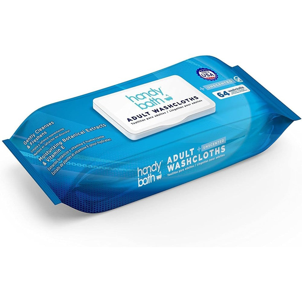 Handybath adult washcloths scented extra large cleaning wipes front packaging