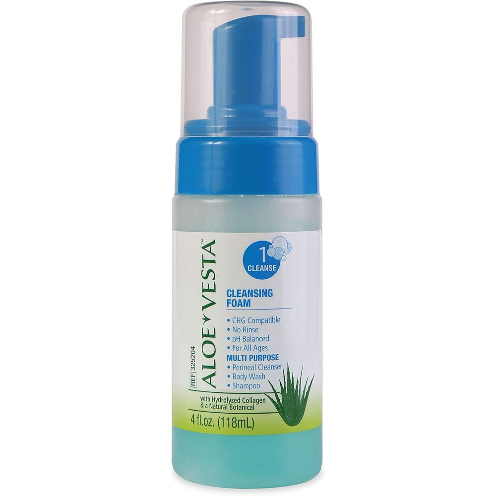 ConvaTec Aloe Vesta Cleansing Foam 4 Fluid Ounces front view packaging