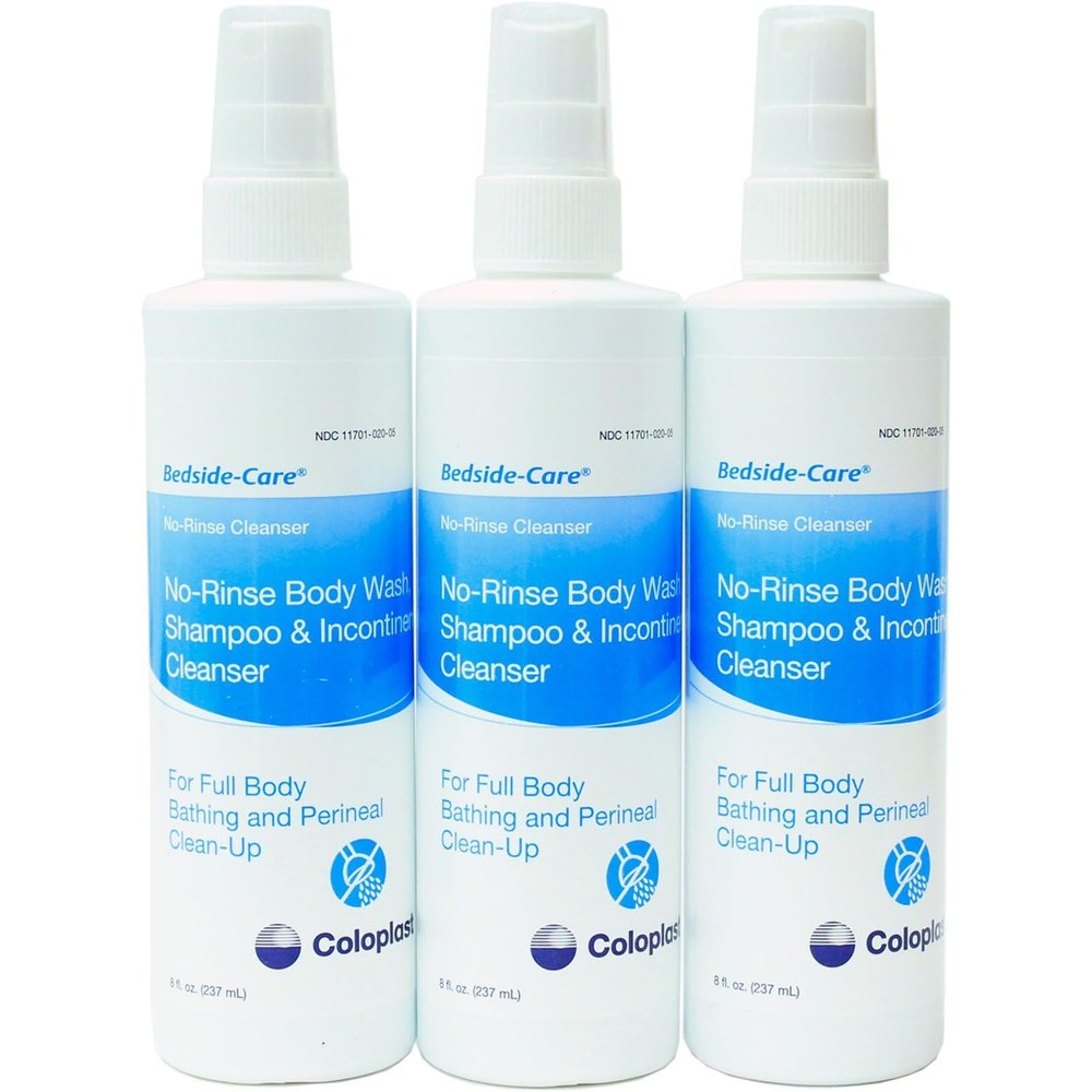 Coloplast Bedside Care Body Wash Spray bottle front view for sensitive skin