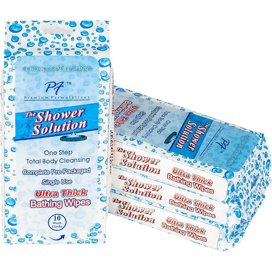 Premium Formulations Shower Solutions bathing wipes front packaging view