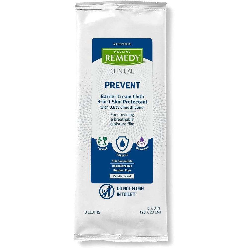 Medline Remedy Clinical 3-in-1 barrier cream cloths front view pack