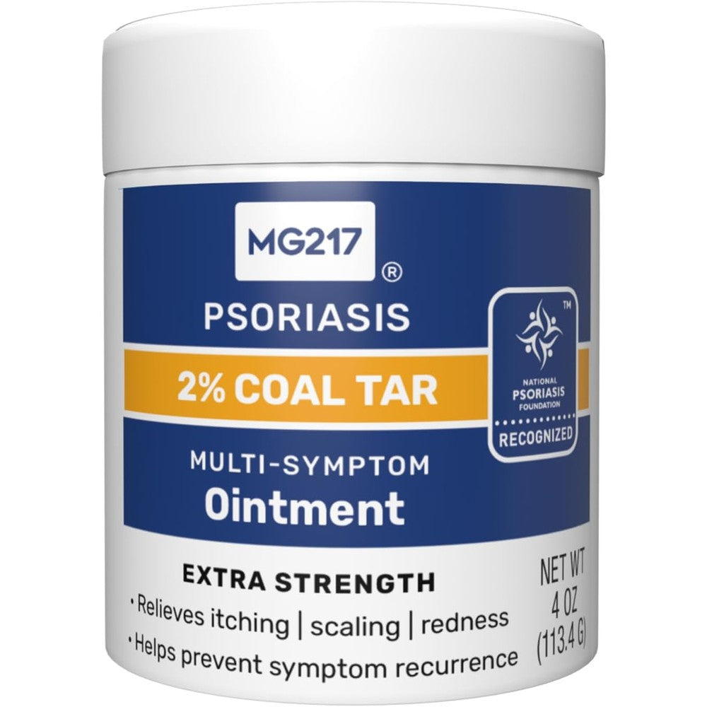 MG217 2 percent coal tar psoriasis ointment 4 ounce jar front view