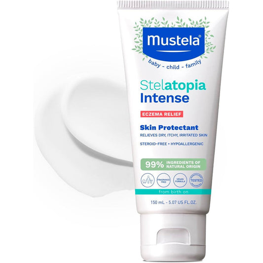 Mustela Stelatopia Intense Eczema Relief Cream front view tube for dry skin care