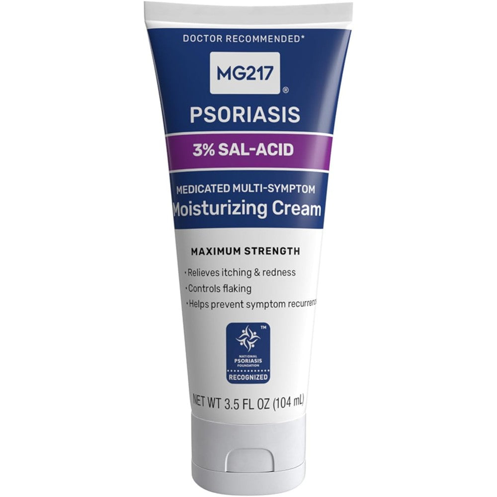 MG217 Medicated Moisturizing Psoriasis Cream front view tube for scaling relief
