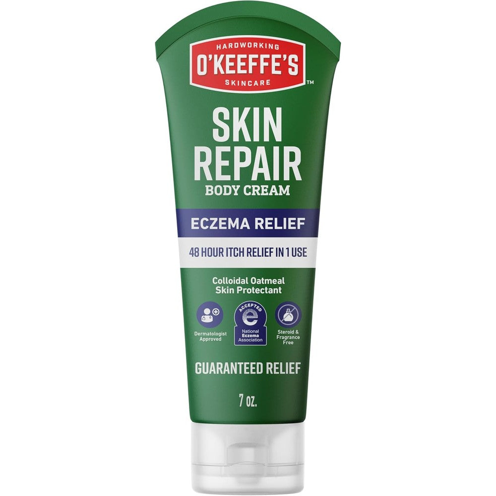 O'Keeffe's Skin Repair Eczema Relief Body Cream front view tube for authentic dry skin relief.
