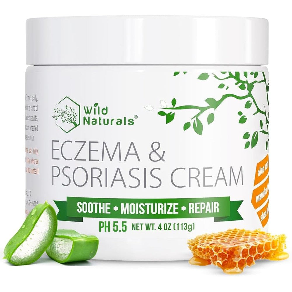 Wild Naturals Eczema and Psoriasis Cream front view jar for dry skin relief