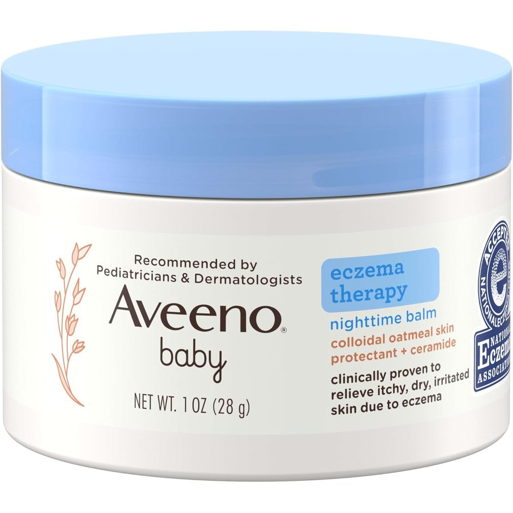 Aveeno Baby Eczema Therapy Nighttime Balm 1 oz travel size for dry itchy baby skin