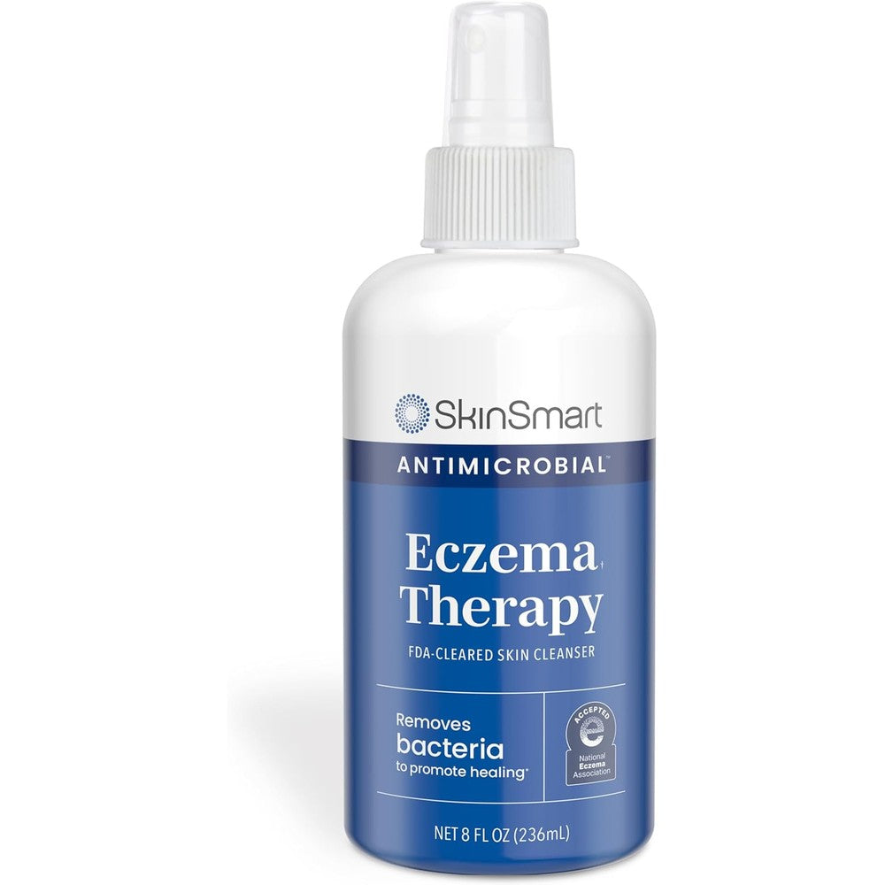 SkinSmart Antimicrobial Eczema Therapy 8 Ounce spray front view for soothing irritated skin.