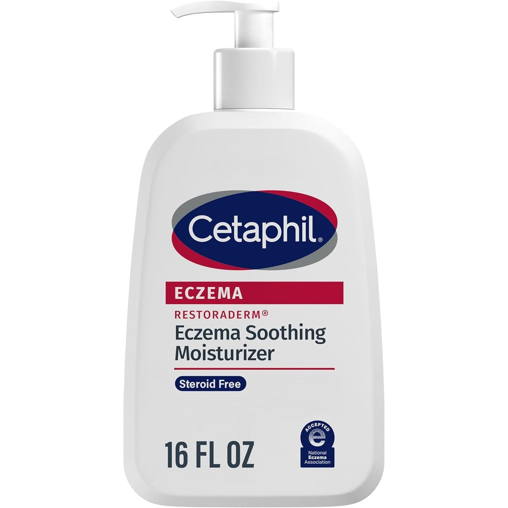 Cetaphil Eczema Restoraderm Soothing Moisturizer sixteen ounce front view bottle for eczema relief