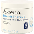 Aveeno Eczema Therapy Nighttime Itch Relief Balm in 11 oz jar for overnight skin soothing