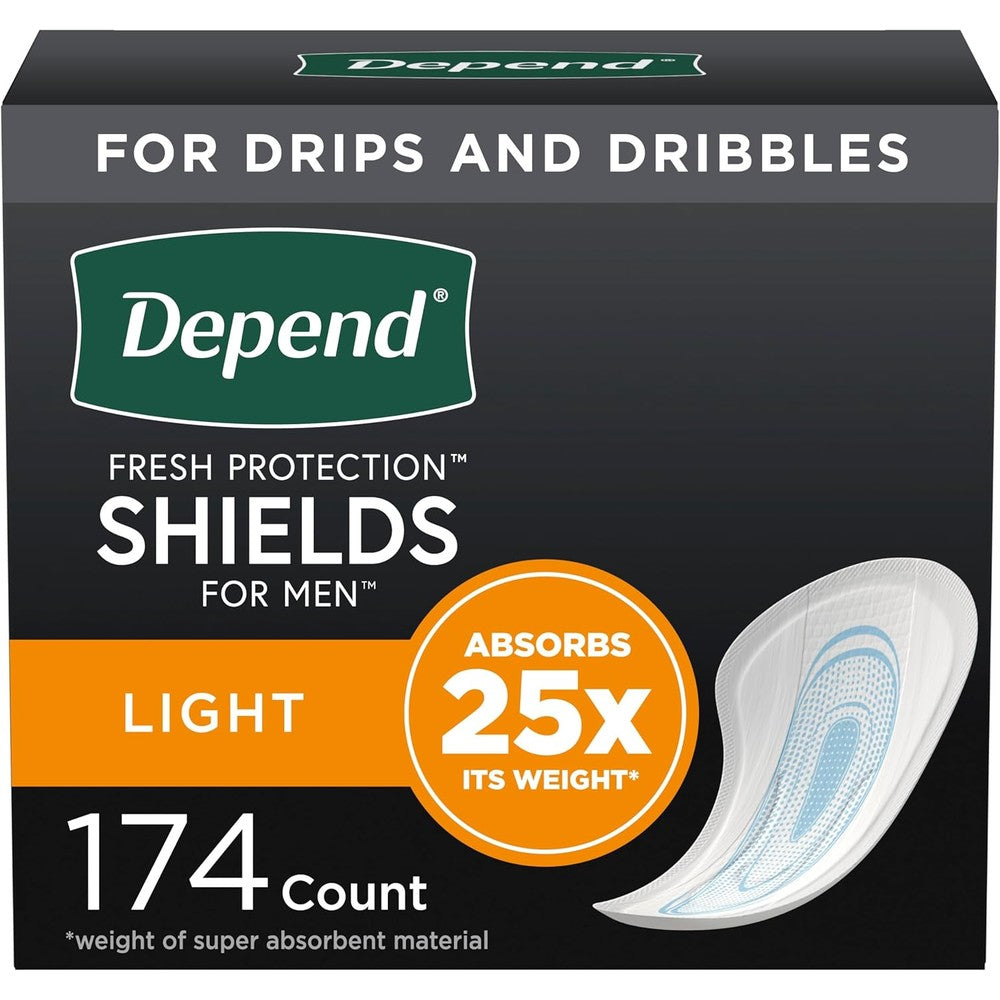 Depend Incontinence Shields for Men front view of packaging.