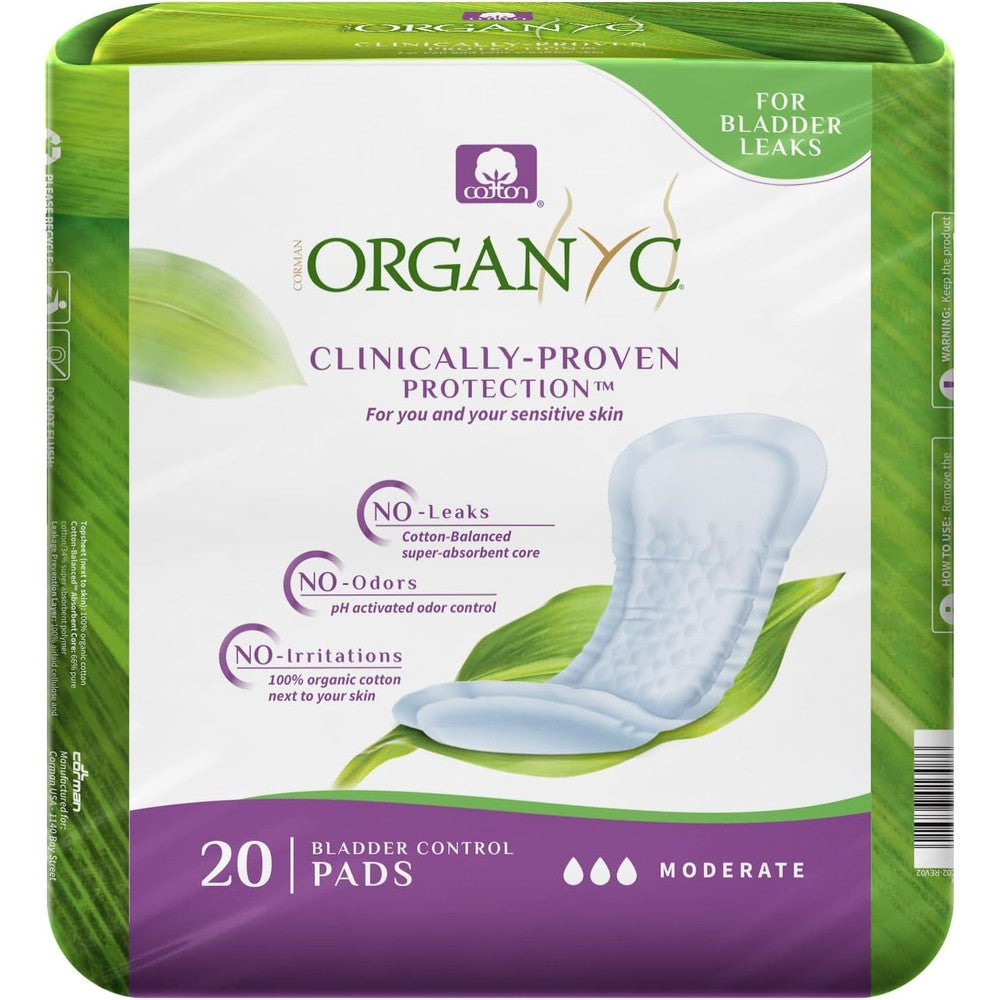 Corman Organyc organic cotton incontinence pads front packaging view
