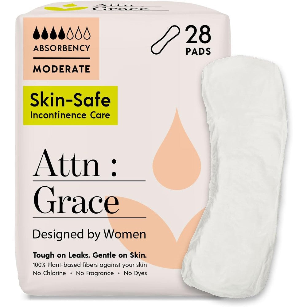 Attn Grace Moderate Incontinence Pads For Women 28-Pack front view packaging