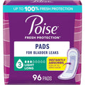 Poise Incontinence Pads front view packaging for light bladder leak protection.