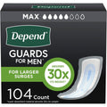 Depend Guards Incontinence Pads for Men maximum absorbency front product packaging view