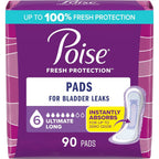 Poise Incontinence and Postpartum Pads 90 count front packaging view