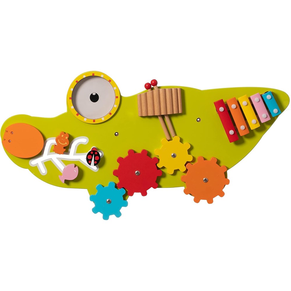 LUXURY ARTS wooden alligator sensory wall activity center front view