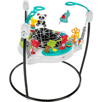 Fisher-Price Pink Petals Jumperoo front view with activity toys