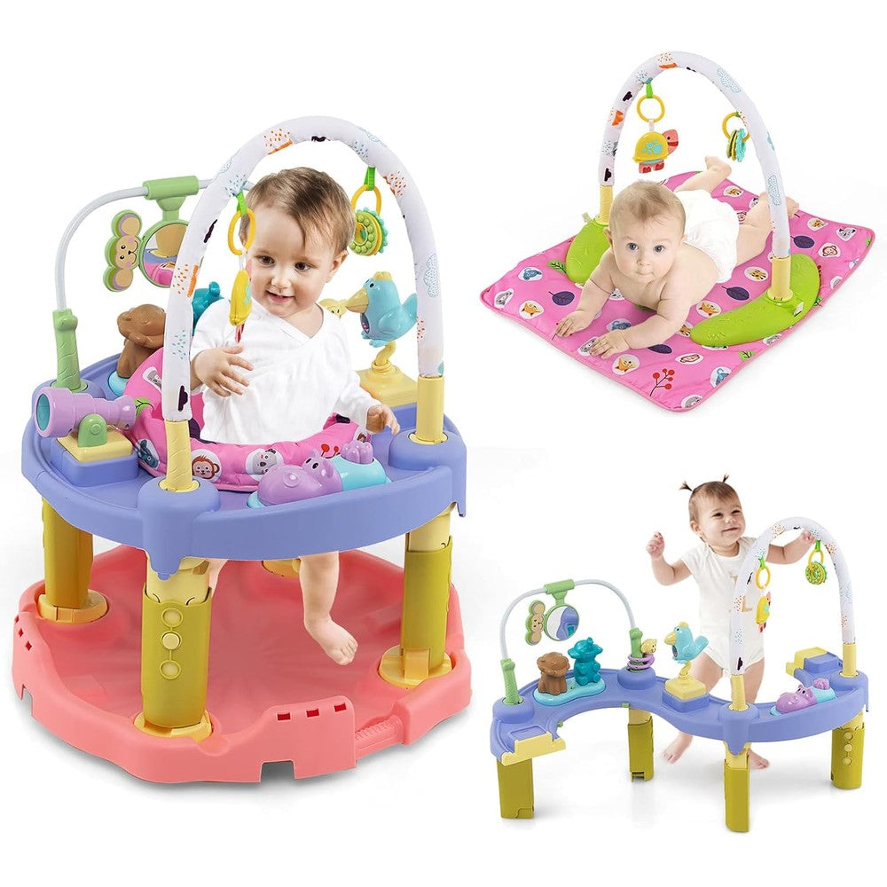 Honey Joy 3-in-1 baby bouncer activity center pink front view