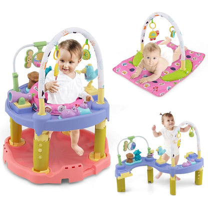 Honey Joy 3-in-1 baby bouncer activity center pink front view