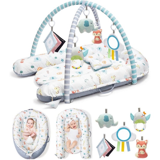 Jyusmile 7-in-1 infant gym play mat front view