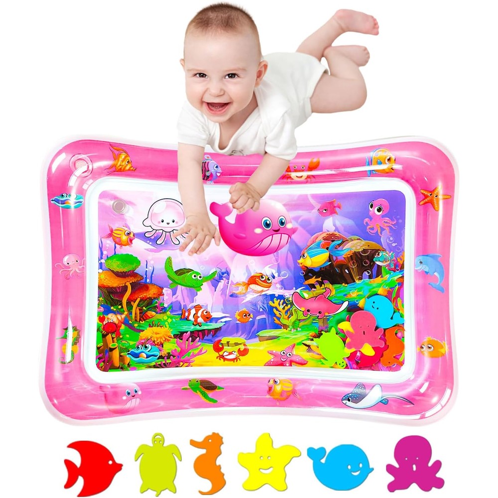 Zhuynxir tummy time water play mat front view marine design