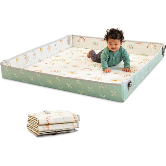 Infantino Foldable Soft Foam Play Mat rainbow pattern flat view