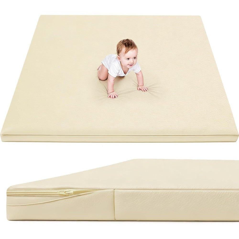 Ilpeod waterproof baby play mat beige front view