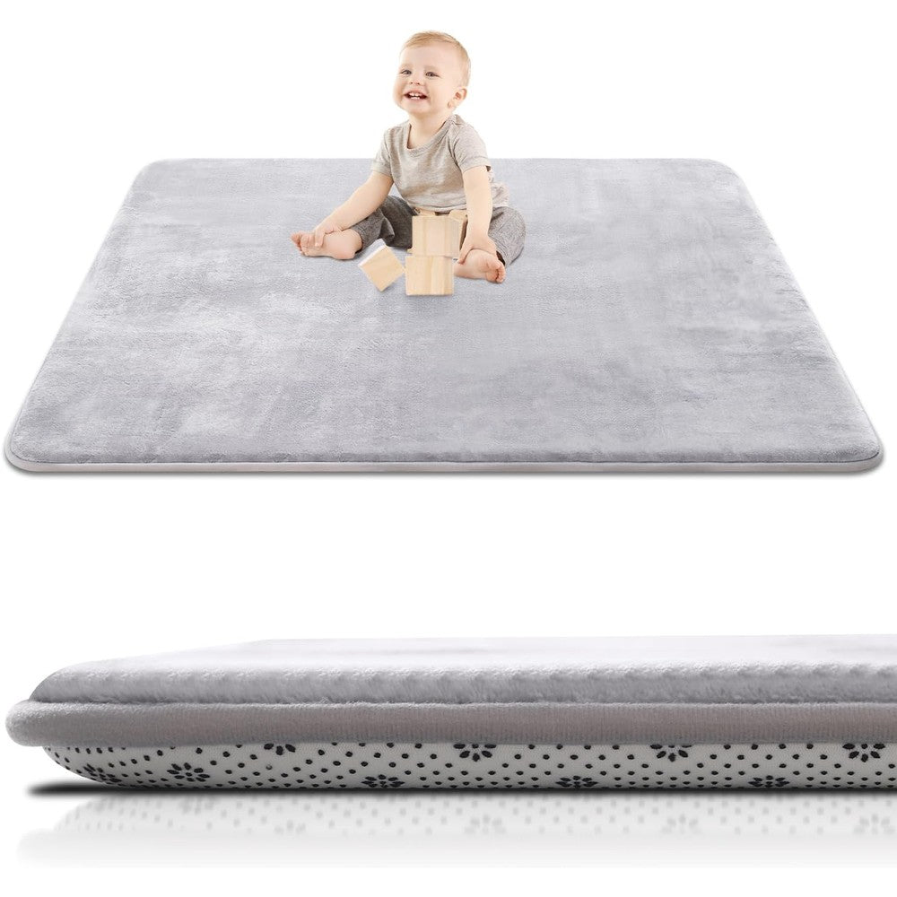 SEPARO Thick Baby Play Mat front view showcasing plush flannel surface crawling mat