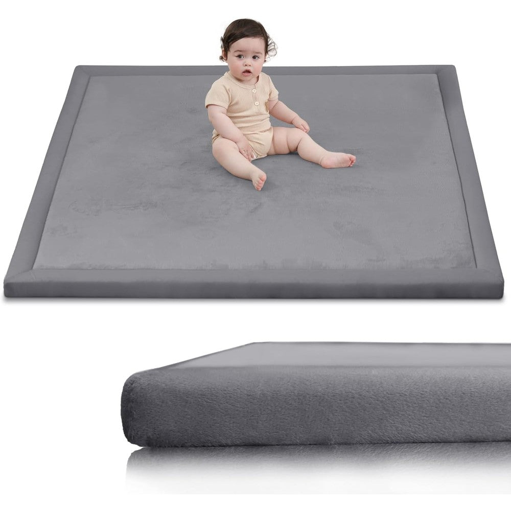 Huloo Sleep Ultra Soft Baby Play Mat front view in dark grey