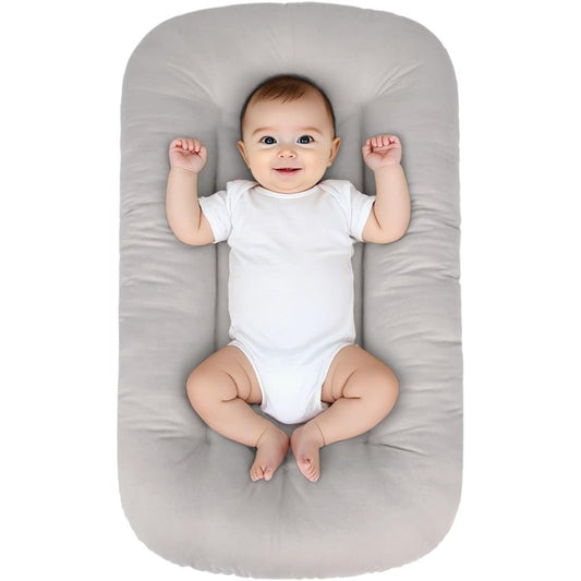 Easyforall bionic organic baby lounger front view grey