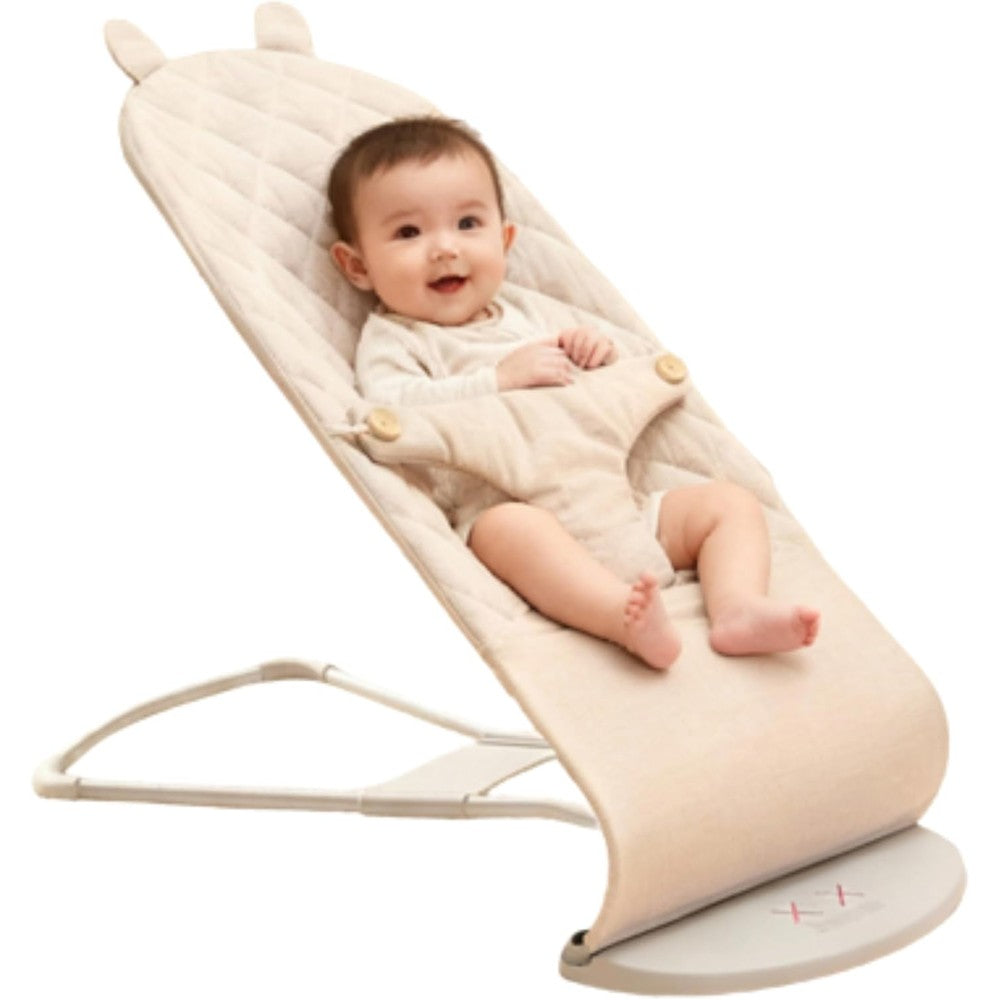 Gembebe linen bouncer cover front view in neutral tone
