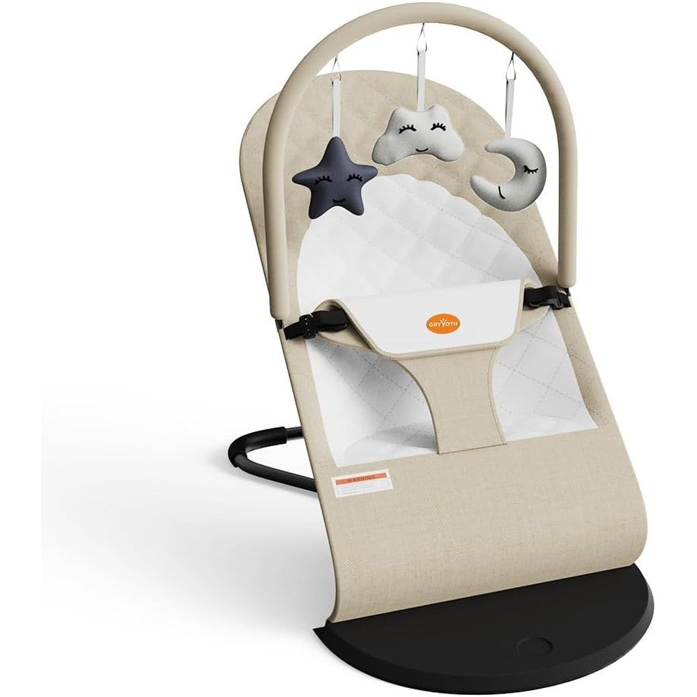 Mommyhug portable baby bouncer oatmeal front view