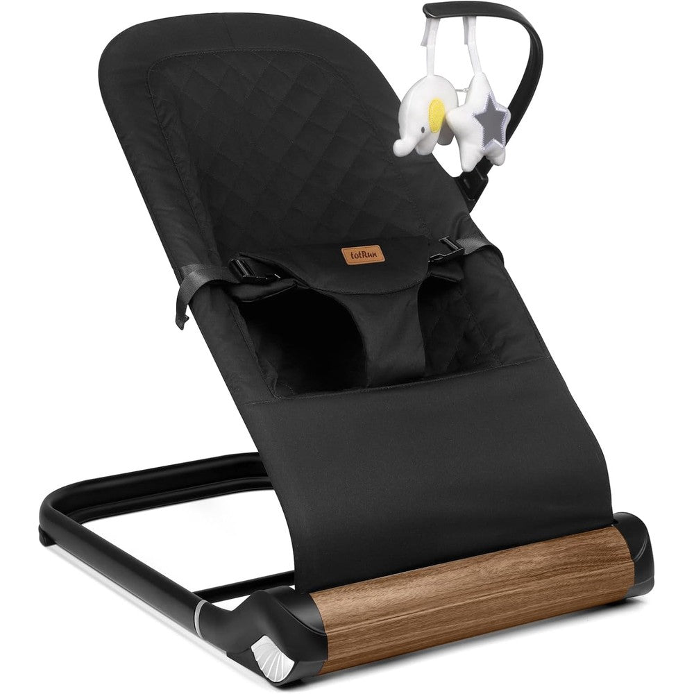 TotRun baby bouncer chair normal black front view ergonomic infant seat