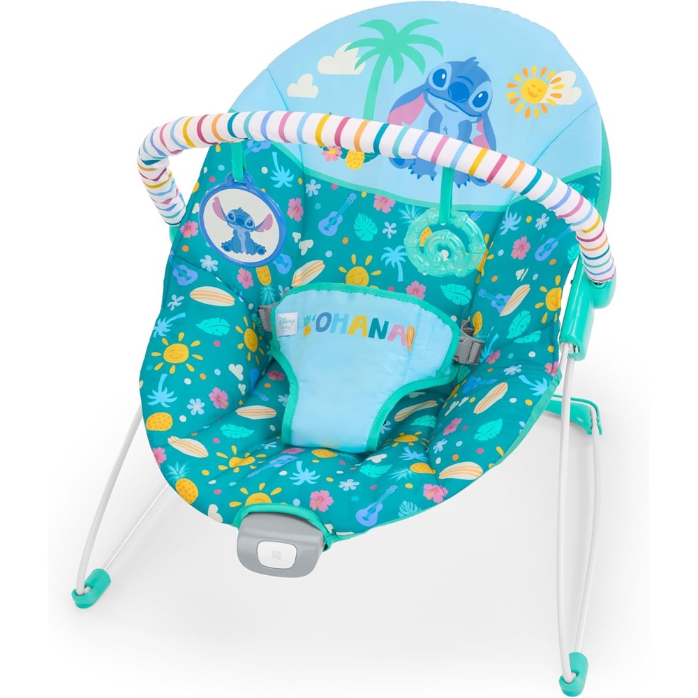 Disney Baby Bright Starts Stitch Ohana Paradise Vibrating Baby Bouncer front view
