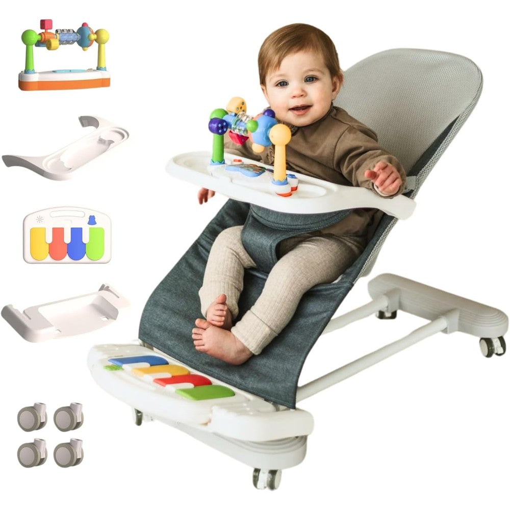 CuddoBaby 4-in-1 Baby Bouncer blue front view