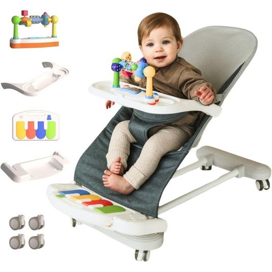 CuddoBaby 4-in-1 Baby Bouncer blue front view
