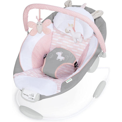 Ingenuity Soothing Baby Bouncer Flora the Unicorn front view