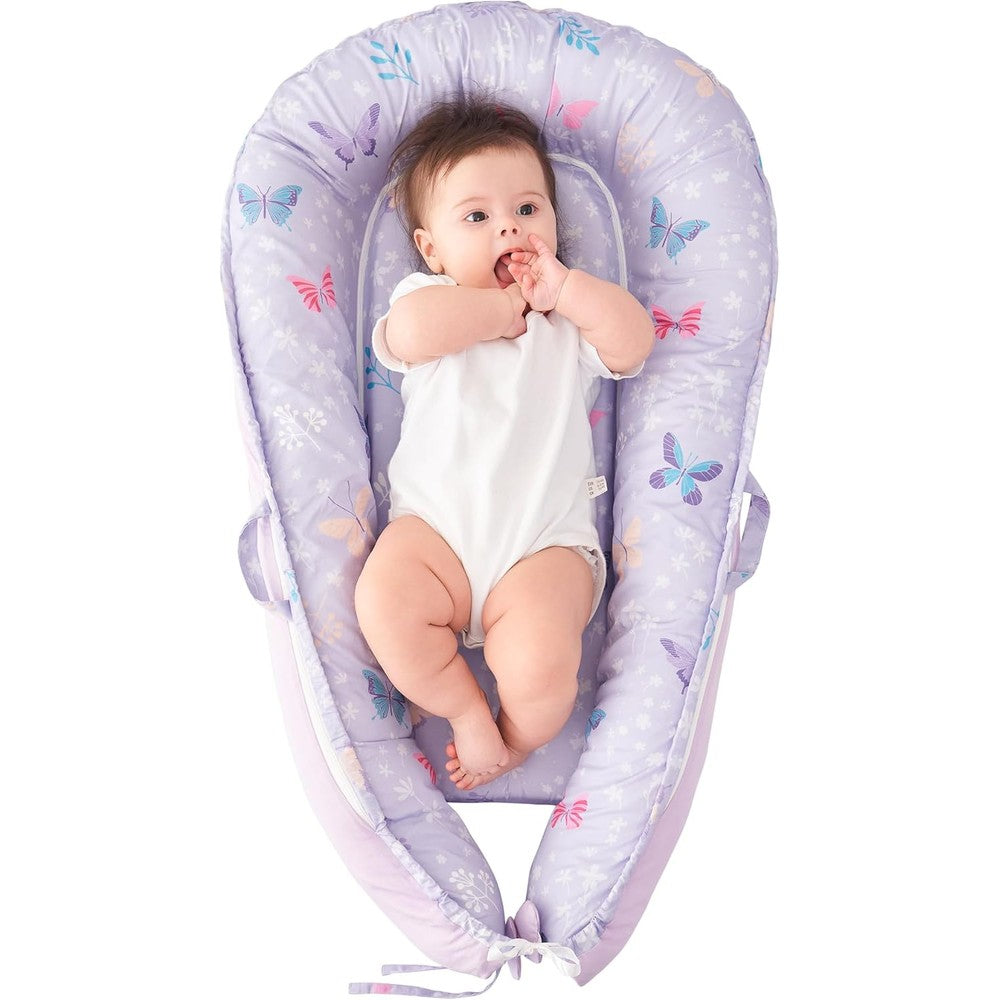 Viviland baby lounger butterfly print front view