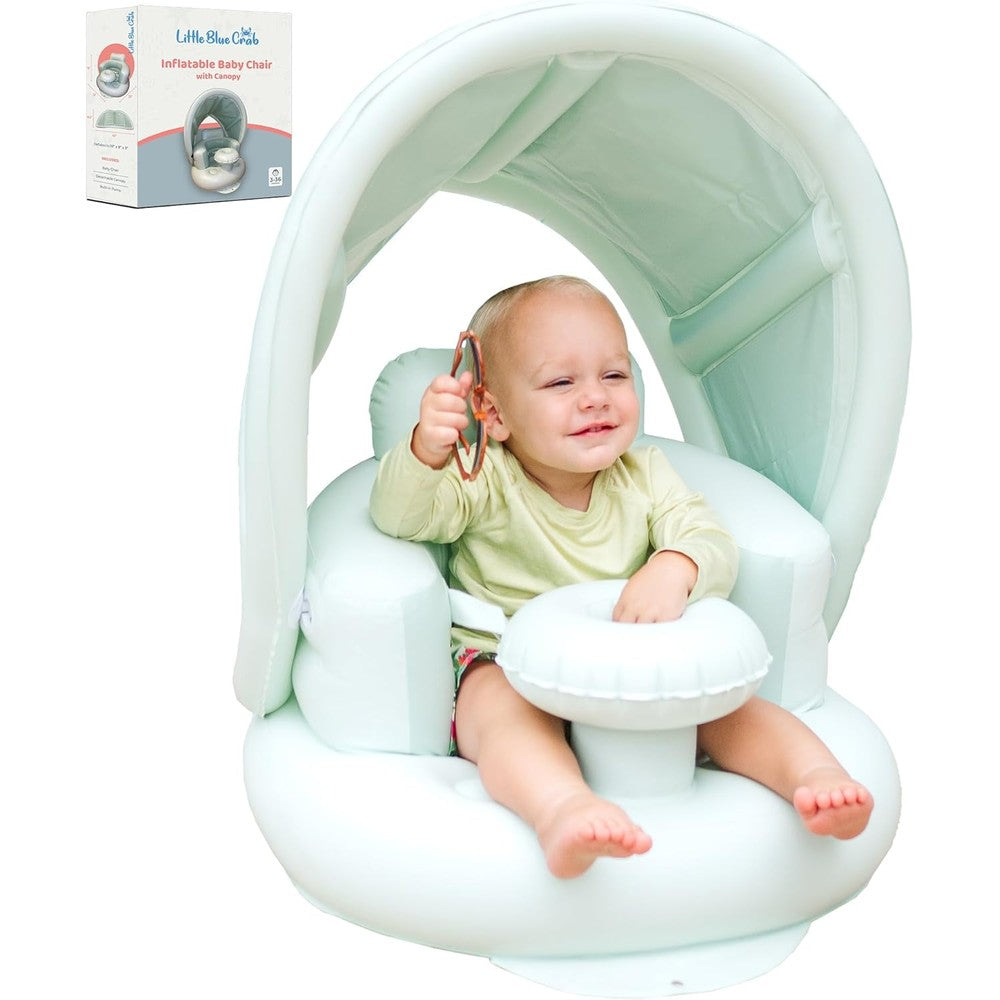 Little Blue Crab inflatable baby seat with canopy front view