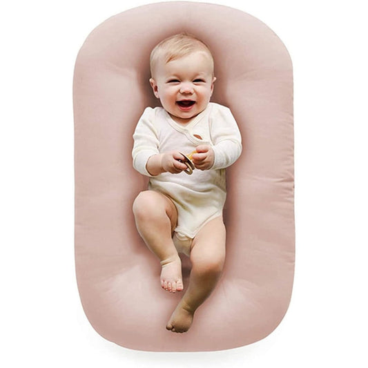 Vicorise pink cotton baby lounger front view for infants