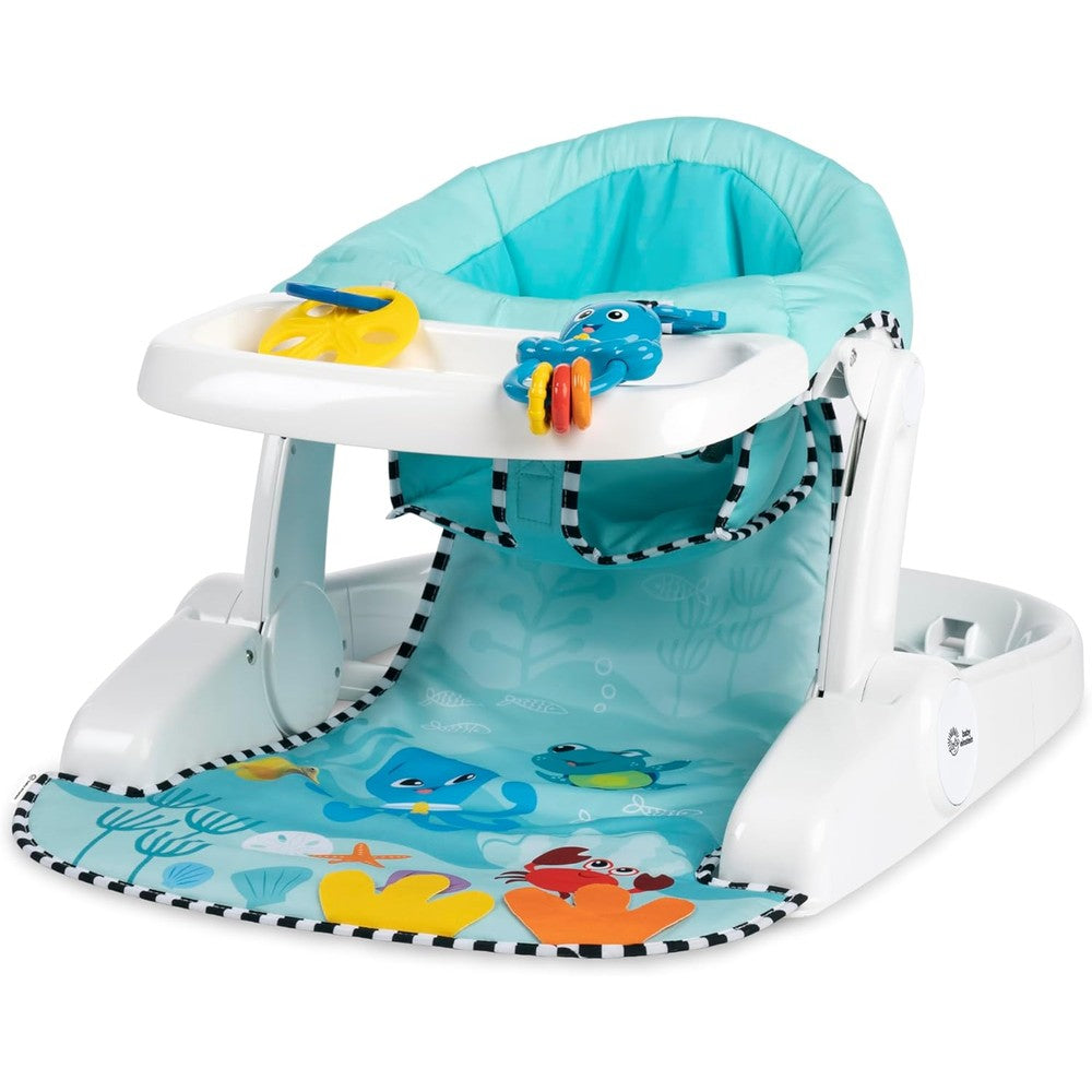 Baby Einstein front view of the 2-in-1 floor seat with tray and sensory toys